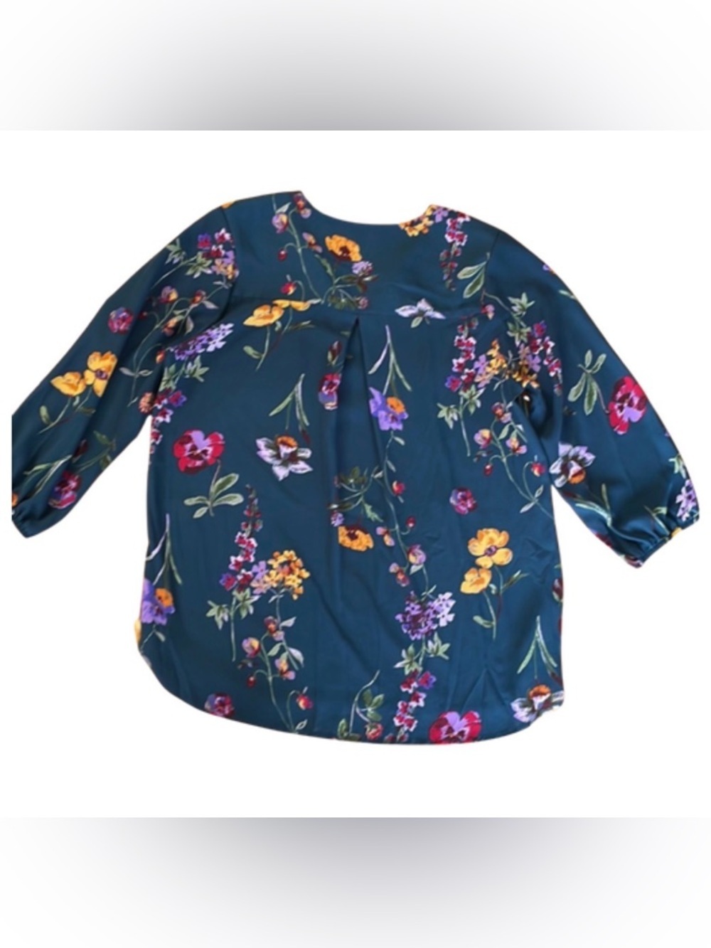 West Kei - Multicolor floral V-neck 3/4 sleeve blouse woman's size M - Picture 6 of 8